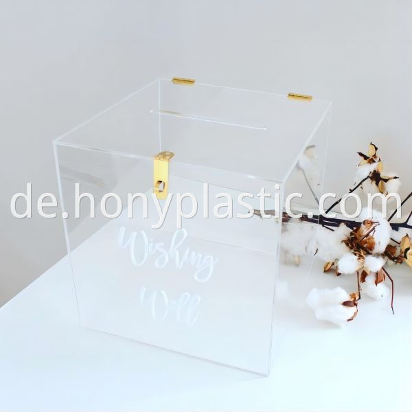 Custom Frosted Clear Acrylic Engagement Wishing Well Box for Wedding Event(1)